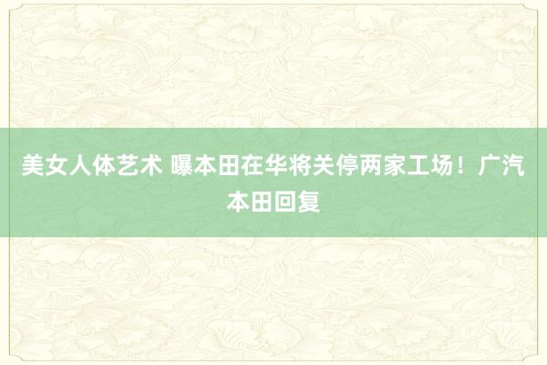 美女人体艺术 曝本田在华将关停两家工场！广汽本田回复