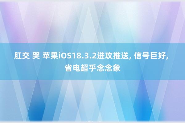 肛交 哭 苹果iOS18.3.2进攻推送， 信号巨好， 省电超乎念念象